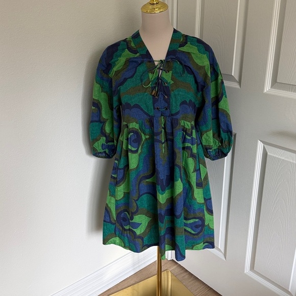 CHUFY Dresses & Skirts - Chufy Liberty Organic Cotton Blue/Green Dress Size Small